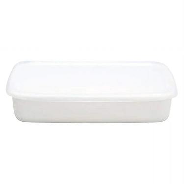 Noda Horo Enamel Rectangular Shallow Food Storage Container with Seal Lid