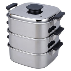 Peach Brand Stainless Steel Three-Tier Square Steamer