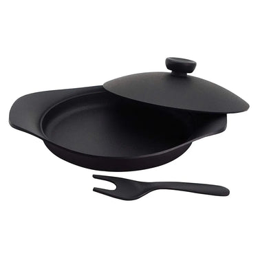 Sori Yanagi Cast Iron Induction Oil Pan Griddle 22cm with Lid & Fork