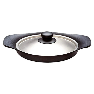 Sori Yanagi Cast Iron Induction Oil Pan Griddle 22cm with Stainless Steel Lid