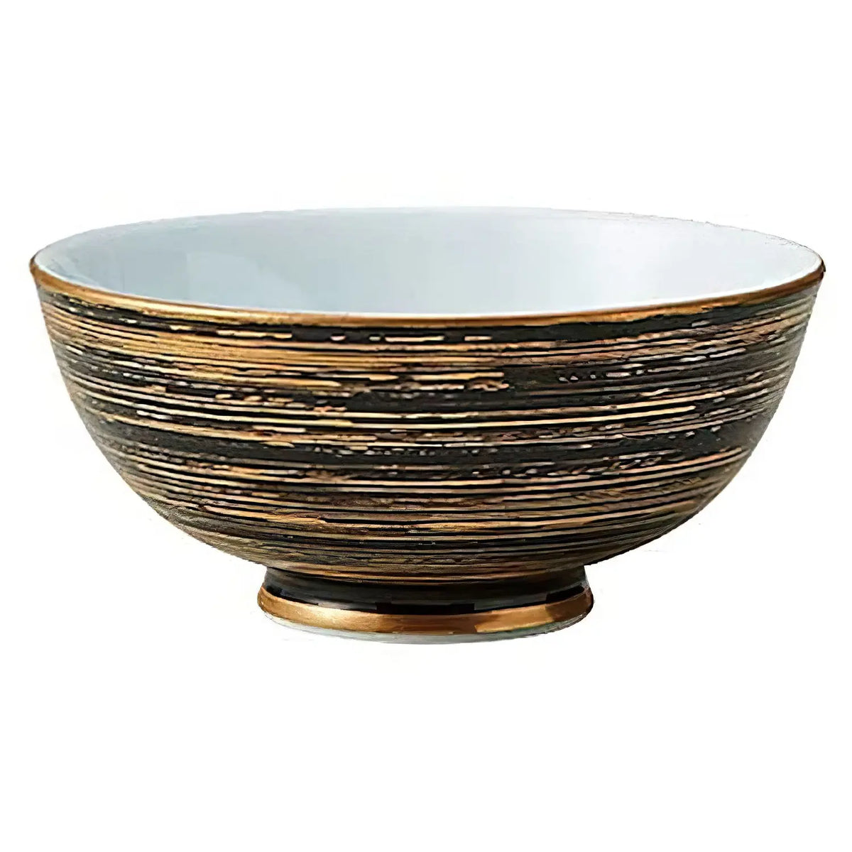 TKG Mino Ware Porcelain Tempered Rice Bowl Kuromaki-kinuzu 11.5cm
