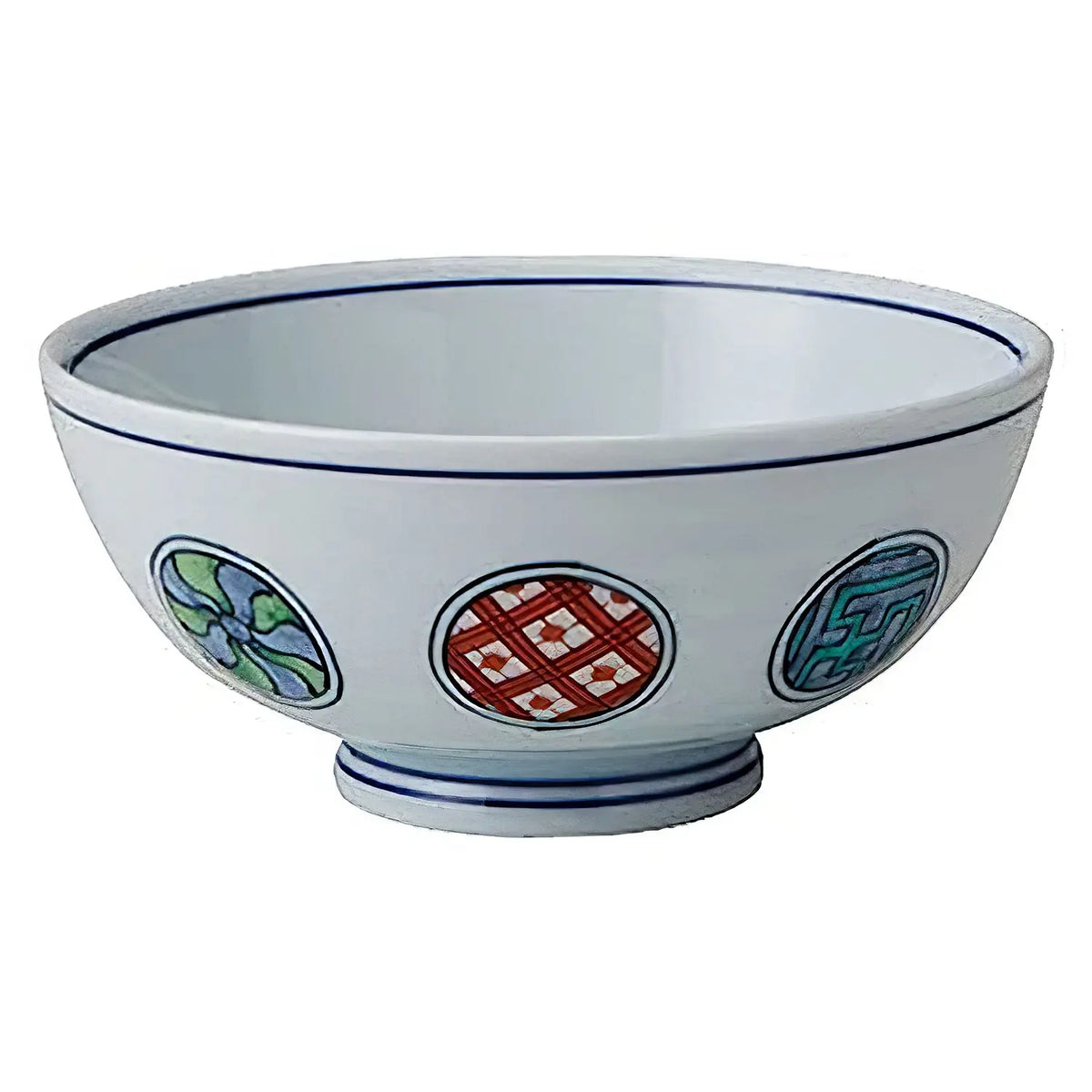 TKG Mino Ware Porcelain Tempered Rice Bowl Marumon 11.5cm