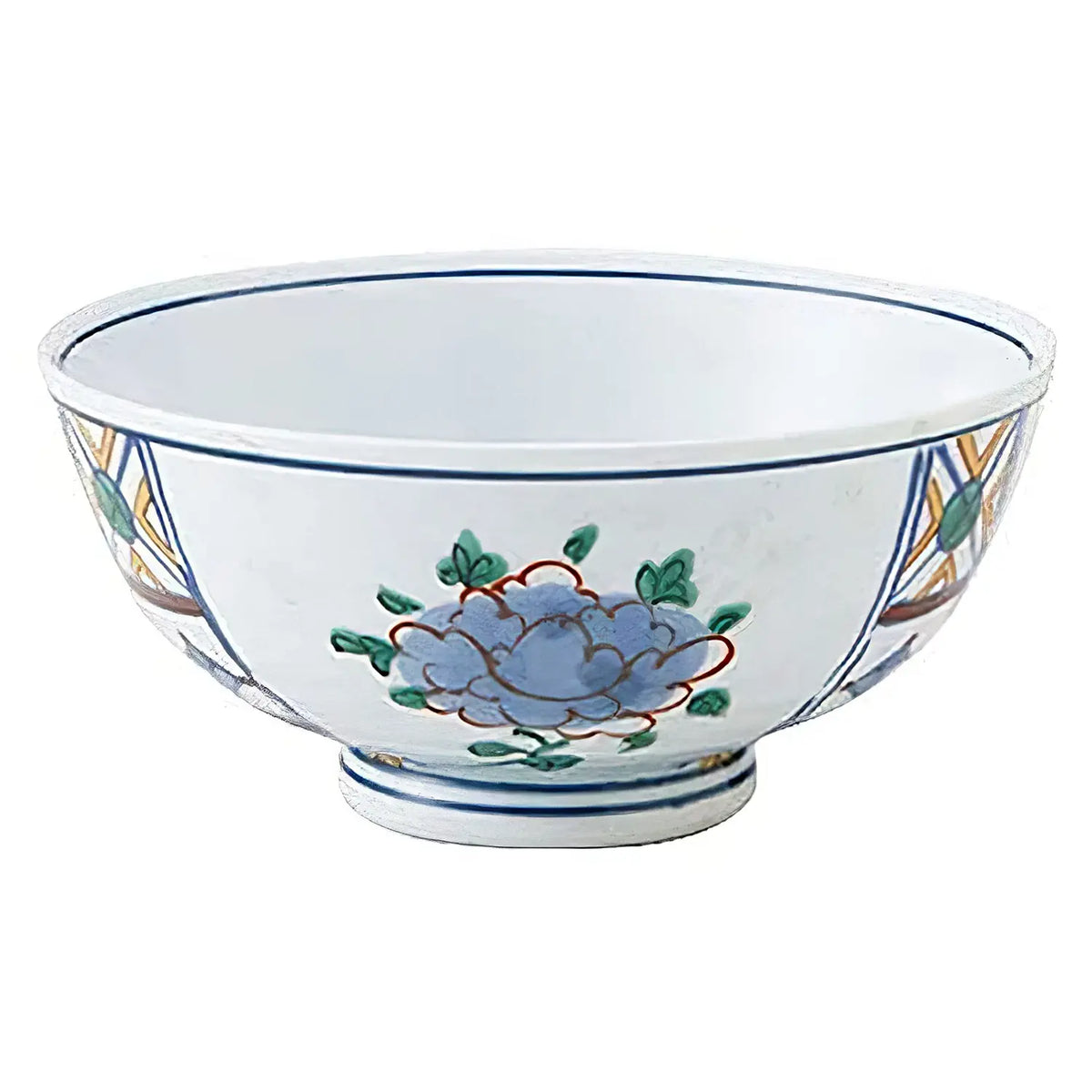 TKG Mino Ware Porcelain Tempered Rice Bowl Nishikimatori-botan 11.5cm
