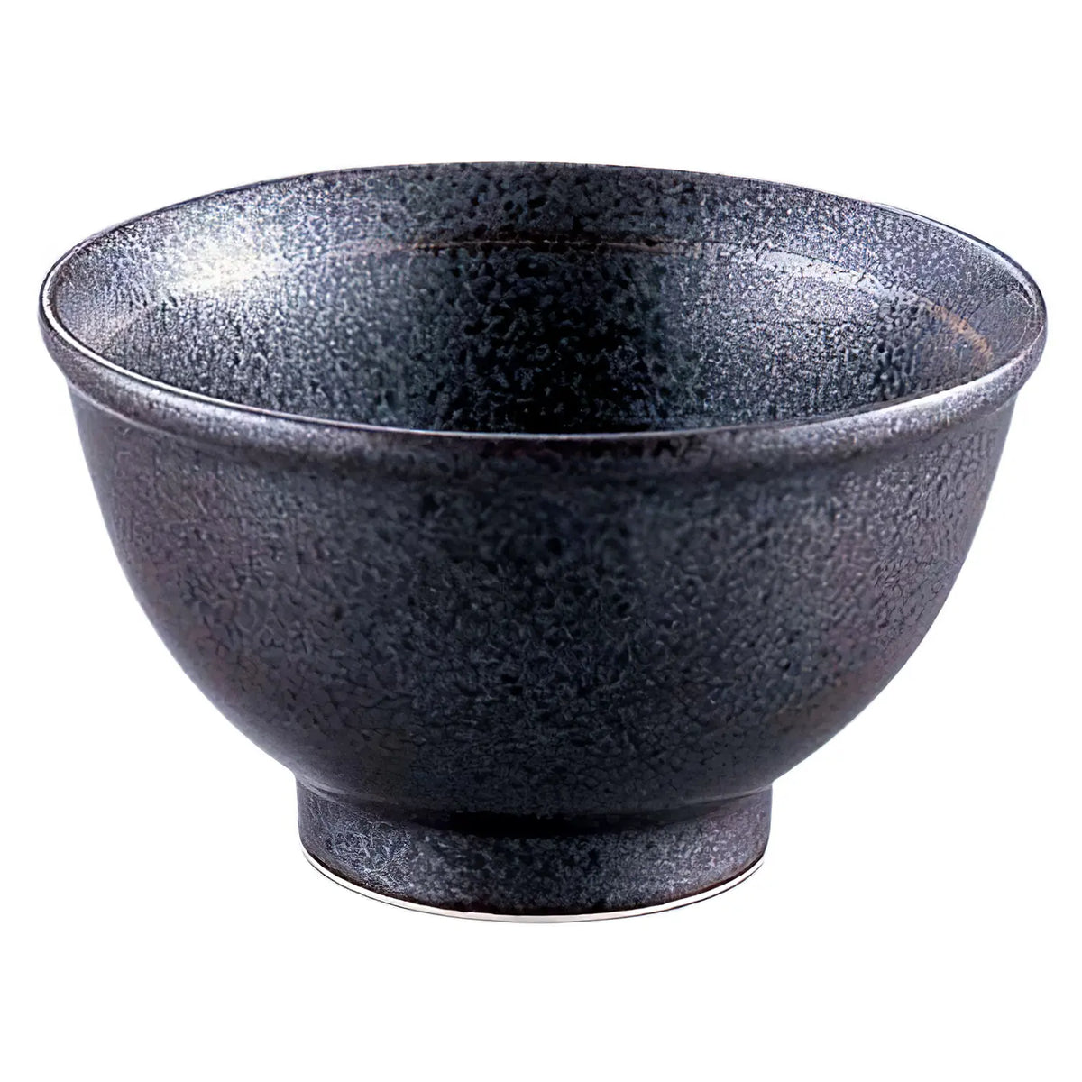 TKG Mino Ware Pottery Rice Bowl Kuroyu 12.3cm