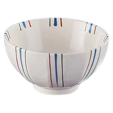 TKG Mino Ware Pottery Rice Bowl Sanshoku-tokusa 11.5cm