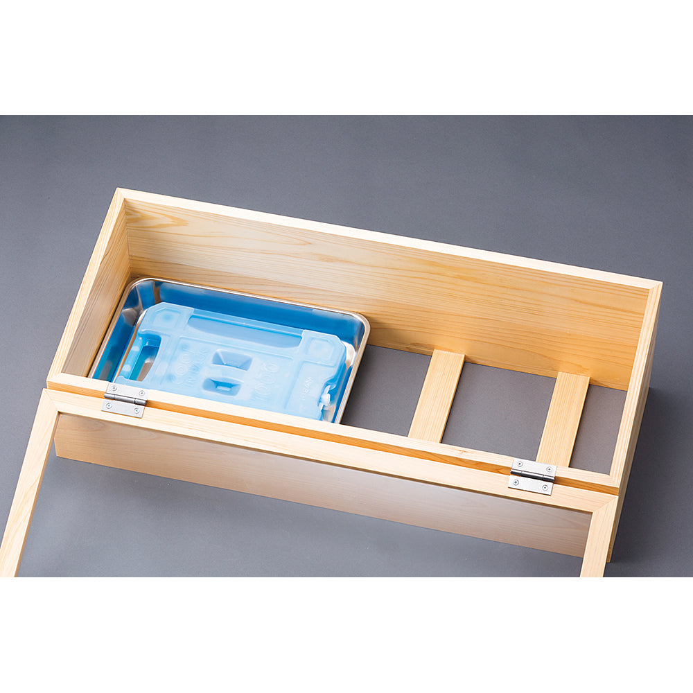 Yamacoh Cypress Inclined Sushi Neta Case with Stainlesss Steel Tray