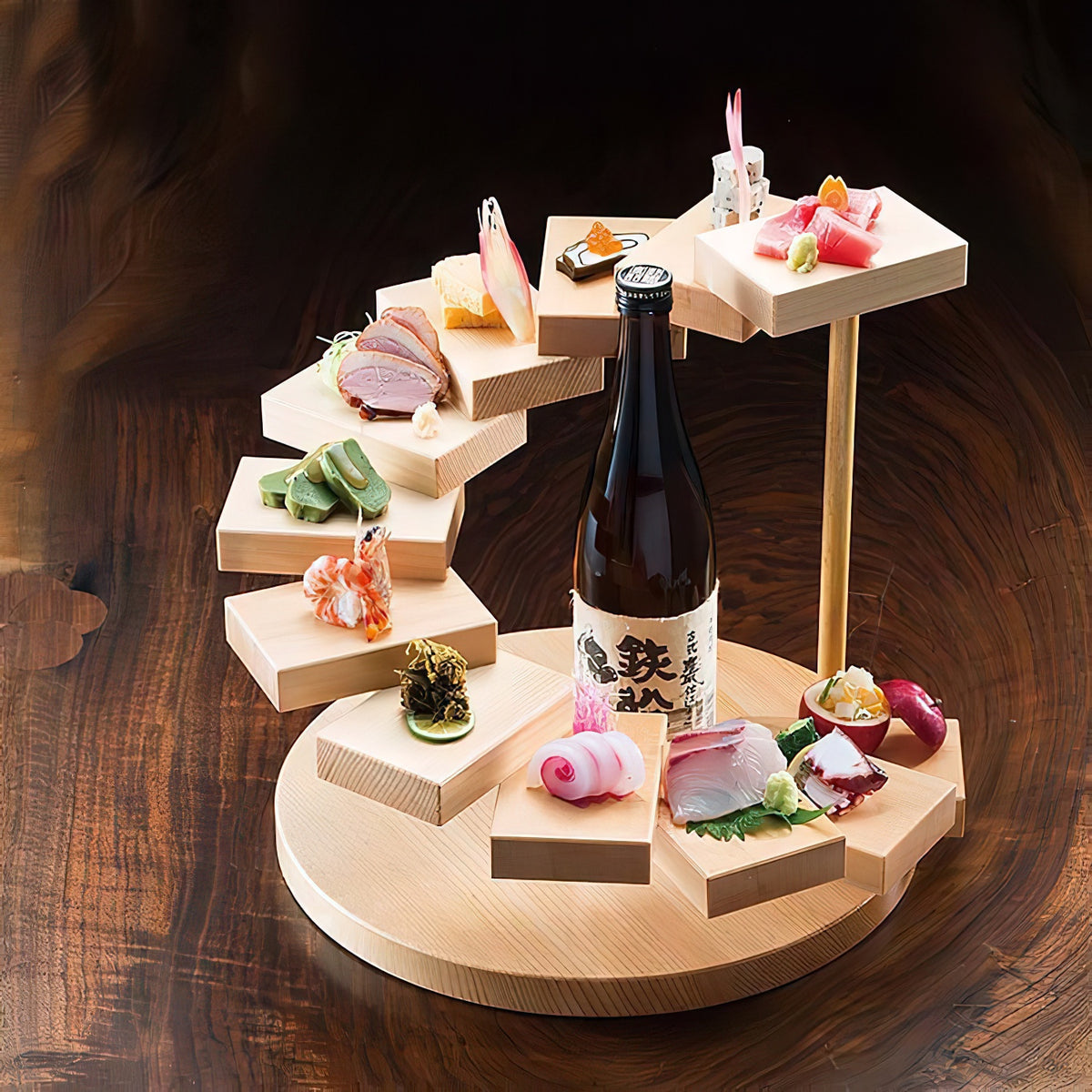 Yamacoh Wooden 12-Tier 3-Dimensional Sushi Serveware