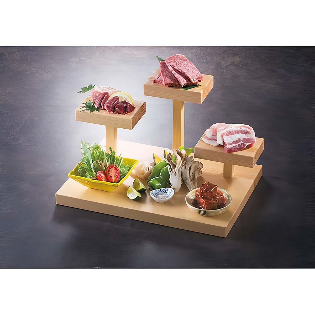 Yamacoh Wooden 3-Tier 3-Dimensional Sushi Serveware