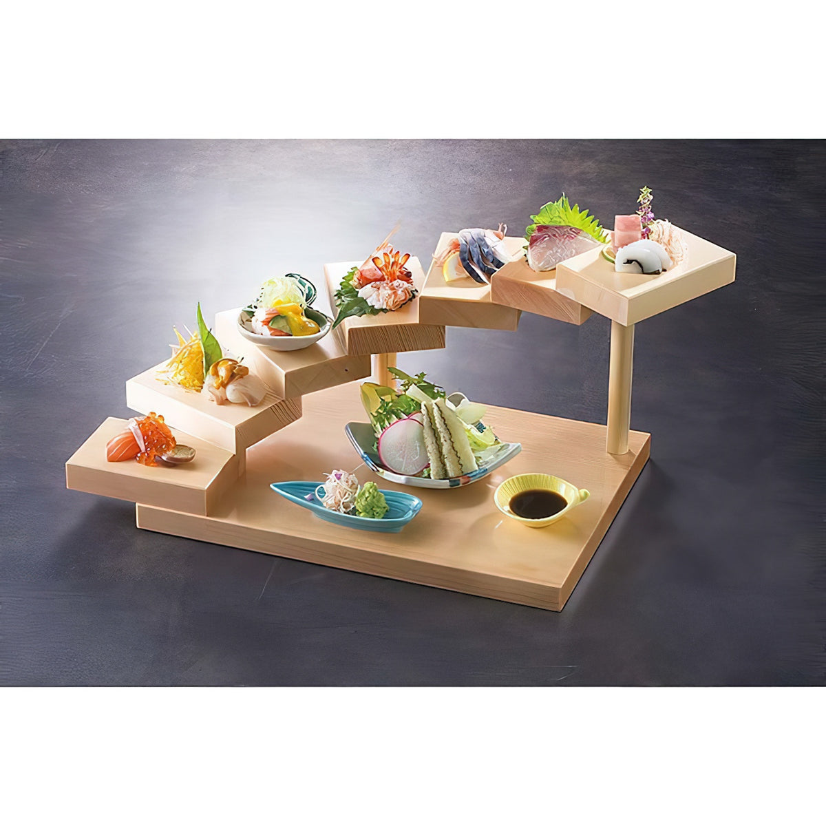 Yamacoh Wooden 7-Tier 3-Dimensional Sushi Serveware