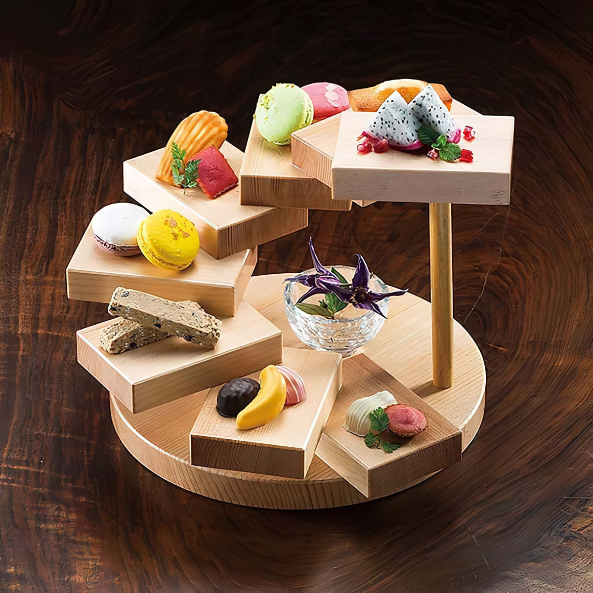 Yamacoh Wooden 8-Tier 3-Dimensional Sushi Serveware