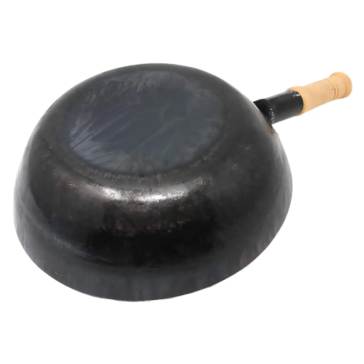 Yamada Hammered Iron Wooden Handle Flat Bottom Wok (1.2mm Thickness)