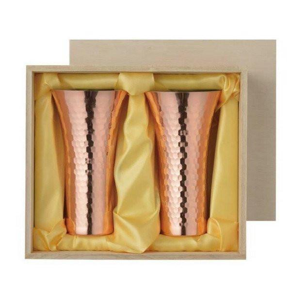 Asahi Copper Beer Glass 380ml Set of 2 Glasses (Gift Boxed) (CNE970) Copper Drinkware