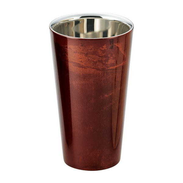 Asahi Shi-moa Yamanaka Urushi Lacquered Double-Wall Cooler Glass 270ml (Gift-Boxed) (2 Colours) Red Stainless Steel Drinkware