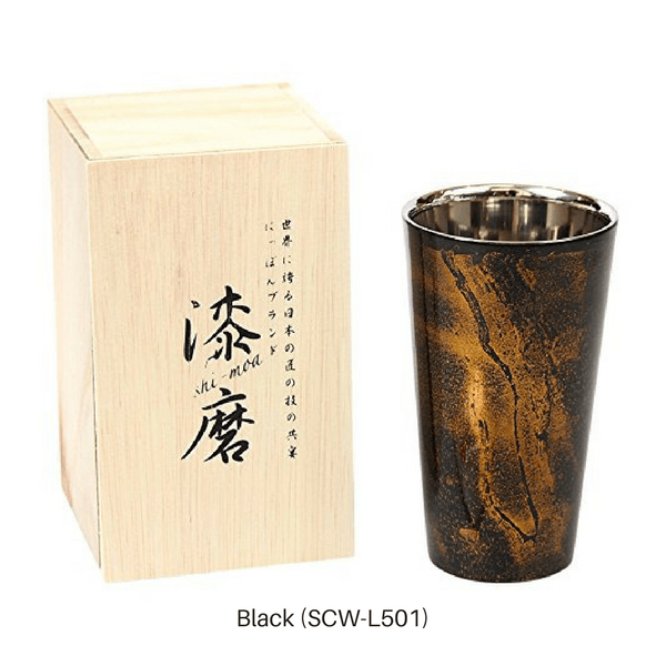 Asahi Shi-moa Yamanaka Urushi Lacquered Double-Wall Cooler Glass 270ml (Gift-Boxed) (2 Colours) Stainless Steel Drinkware