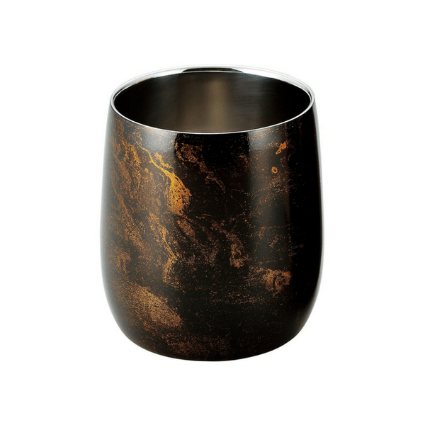 Asahi Shi-moa Yamanaka Urushi Lacquered Double-Wall Round Glass 250ml (Gift-Boxed) (2 Colours) Black Stainless Steel Drinkware