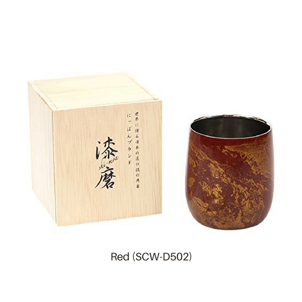 Asahi Shi-moa Yamanaka Urushi Lacquered Double-Wall Round Glass 250ml (Gift-Boxed) (2 Colours) Stainless Steel Drinkware