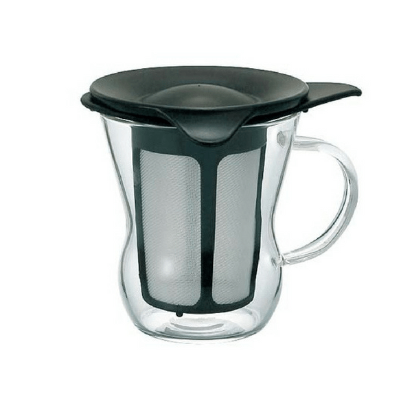 Hario Heat Resistant Glass Mug with Infuser 200ml (2 Colours) Black Infuser Mugs
