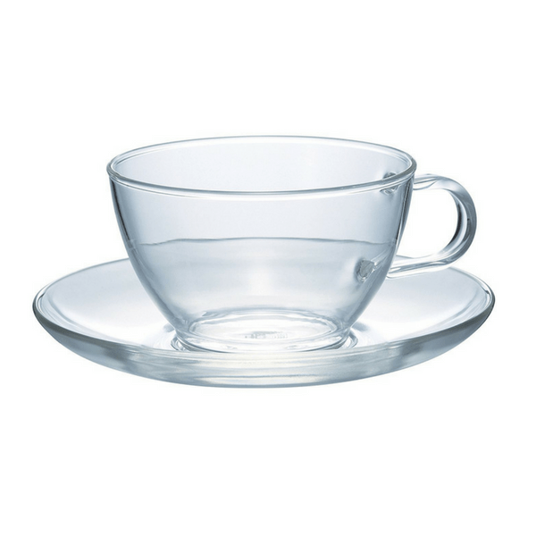 Hario Heat Resistant Glass Teacup &amp; Saucer 230ml Cups &amp; Saucers