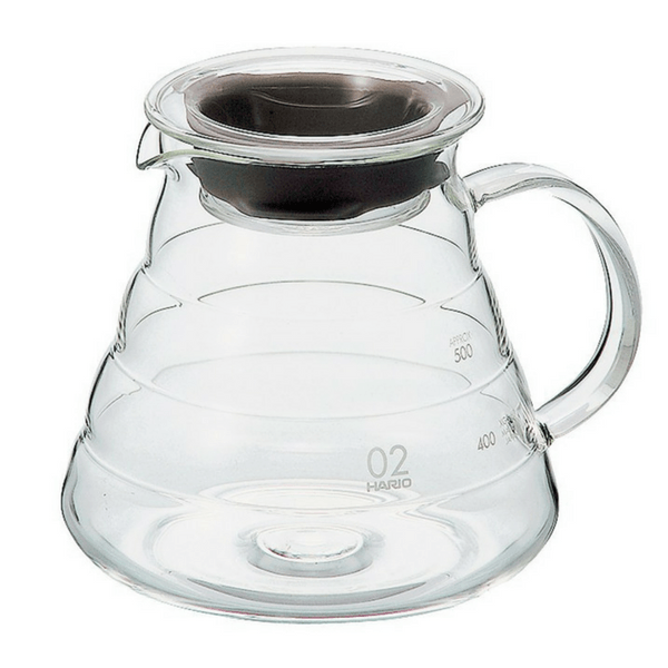 Hario V60 Heat Resistant Glass Coffee Server with Glass Lid &amp; Handle 02 - XGS-60TB (600ml) Coffee Carafes