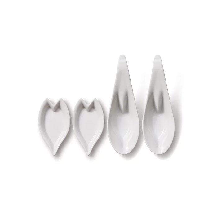 hiracle Sakura Porcelain Renge Spoon and Petal Plate Set (3 Colours) White 2pcs Renge Spoons