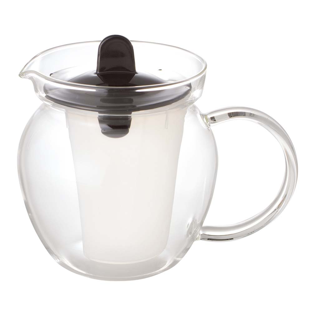 iwaki Heat Resistant Glass Teapot Black with Tea Strainer