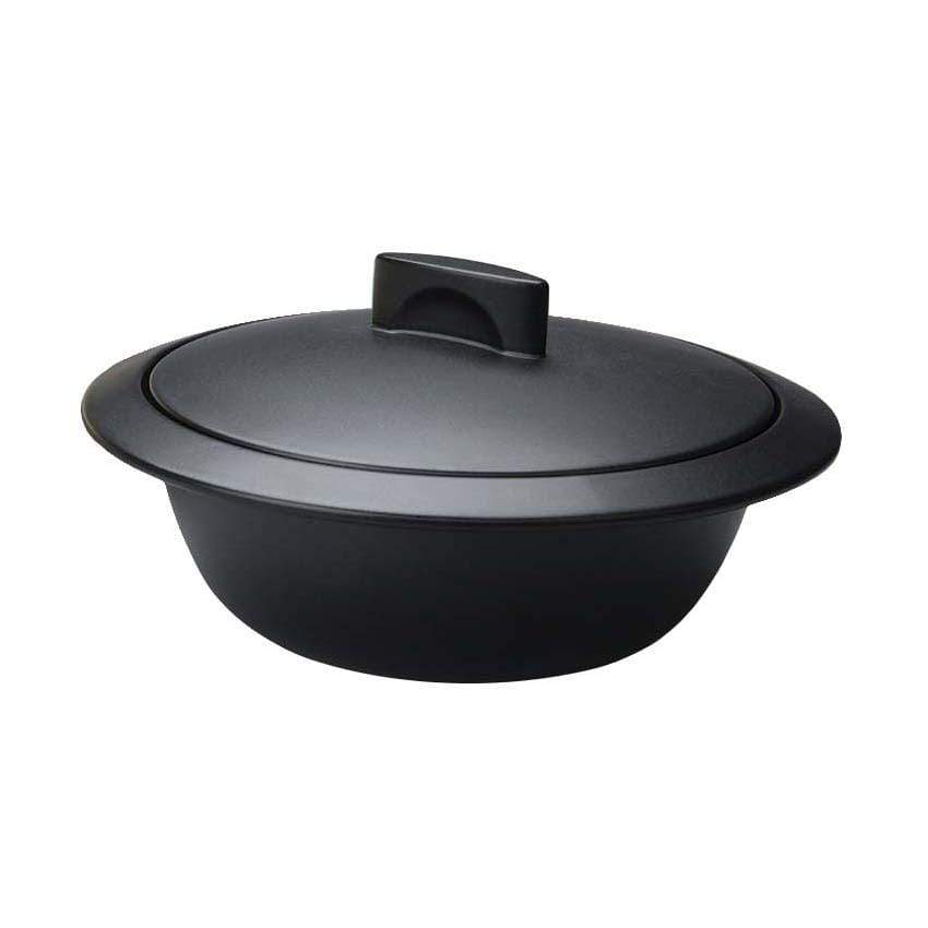 KOGIKU Contemporary Design Induction Donabe Earthenware Casserole Pot with All-Around Handle Black Donabe Casserole Dishes