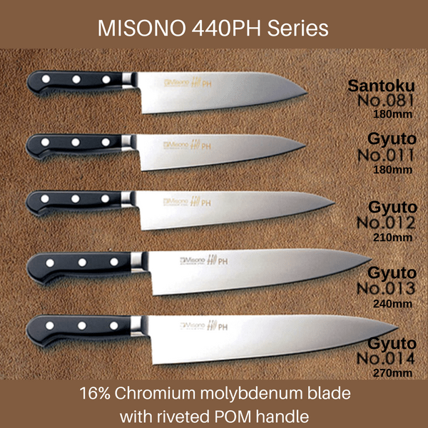 Misono 440PH Gyuto Knife with POM Handle Gyuto Knives