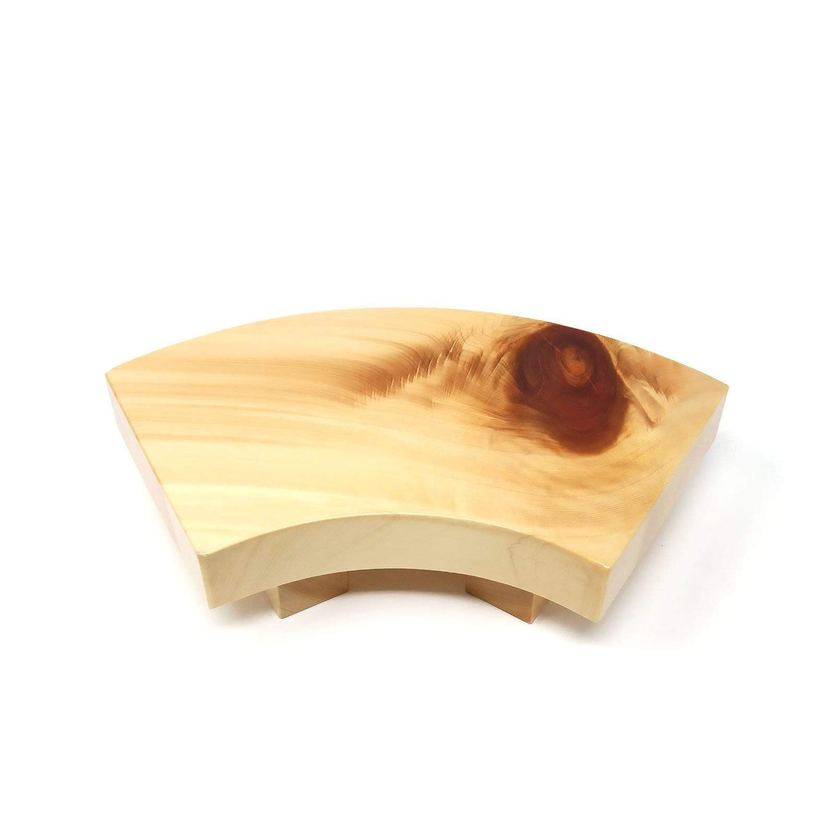Miyabi Urushi Hinoki Cypress Wooden Fan-Shaped Sushi Geta Platter Sushi Serveware