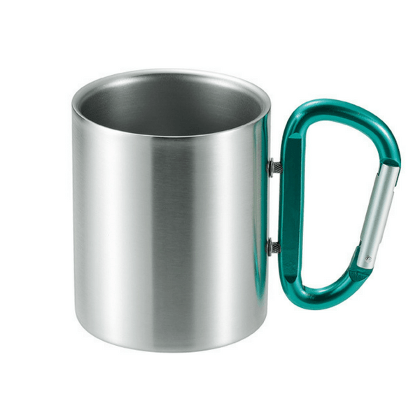 Takeda Stainless Steel Double-Wall Insulated Mug with Karabiner Handle 240ml (5 Colours) Green Mugs