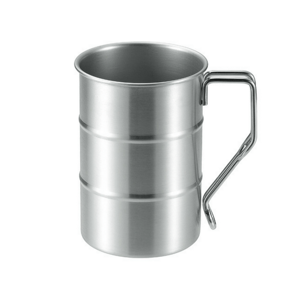 Takeda Stainless Steel Drum Barrel Shaped Travel Mug with Clip Handle 400ml Mugs