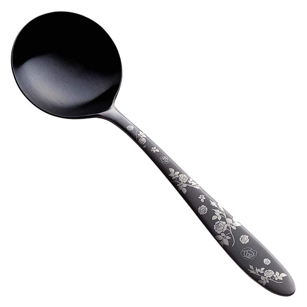 Todai Rikyu Black Rose Pattern Bouillon Spoon Spoons