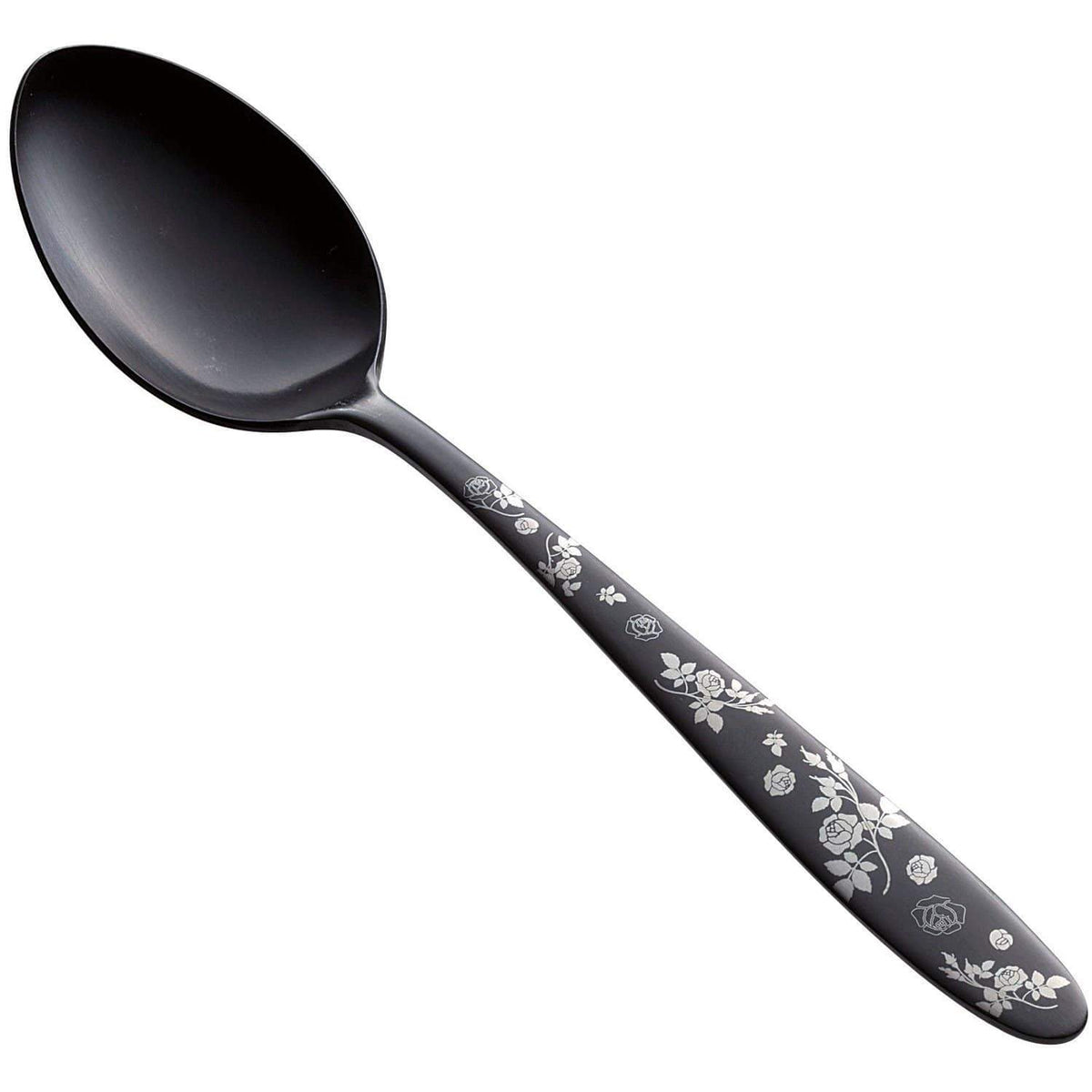 Todai Rikyu Black Rose Pattern Dessert Spoon Spoons