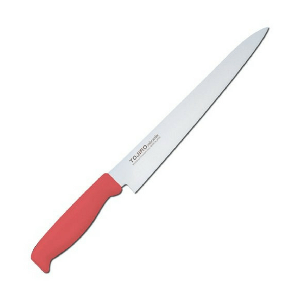 TOJIRO COLOR MV Sujihiki Knife with Elastomer Handle 240mm (Red) F-163R